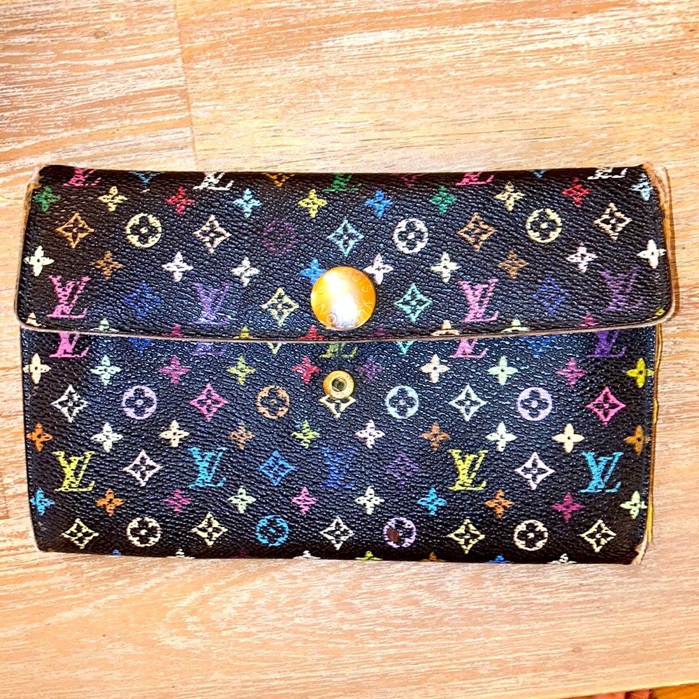 Vintage black and multi color logo  Louis Vuitton wallet
